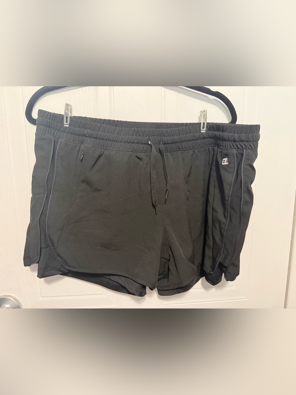 Women’s Black Athletic Running Shorts with Drawstring and liner